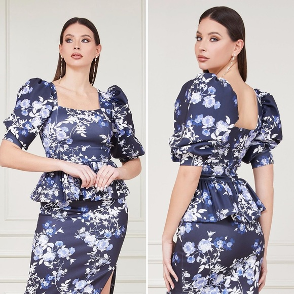 NWT Marciano Alexis Petal Pose Blue Floral Top Sz S - Picture 4 of 12